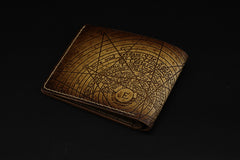 Handmade Leather Tooled Diablo3 Mens billfold Wallet Cool Leather Wallet Slim Wallet for Men