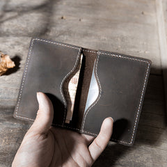 Handmade Leather Mens Cool billfold Wallet Card Holder Small Card Slim Wallets for Men