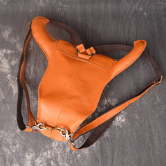 Handmade Leather Mens Cool XO Bull Backpack Sling Bag Black Travel Bag Hiking Bag for men