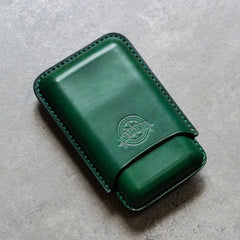 Cool Green Leather Mens 3pcs Cigar Case Cool Custom Leather Cigar Case for Men - iwalletsmen