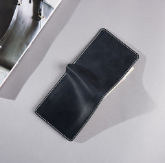 Handmade Leather Mens Cool Slim Leather Wallet Men Small Wallets Bifold for Men