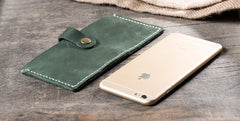 Handmade Leather Mens Clutch Wallet Cool Slim Leather Wallet Long Phone Wallets for Men