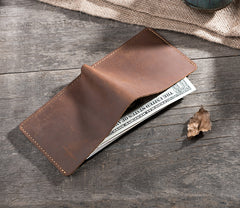 Handmade Leather Mens Cool Slim Leather Wallet Men Small Wallets Bifold for Men