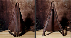 Genuine Leather Mens Cool Chest Bag Sling Bag Crossbody Bag Travel Bag Hiking Bag for men