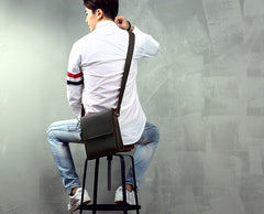 Genuine Leather Mens Messenger Bag Vertical iPad Shoulder Bag For Men