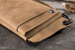 Handmade Leather Mens Cool Long Chain Wallet Phone Biker Trucker Wristlet Wallet