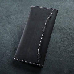 Handmade Leather Mens Clutch Wallet Cool Leather Wallet Long Phone Wallets for Men