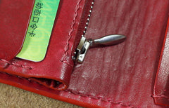 Handmade Leather Tooled Trifold Henna Floral Mens Long Wallet Cool Leather Wallet Clutch Wallet for Men
