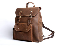 Genuine Leather Mens Cool Backpack Sling Bag Large Black Travel Bag Hiking Bag for men
