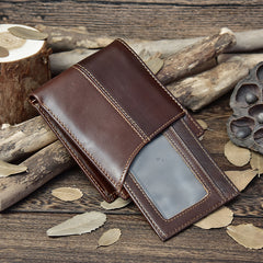 Handmade Leather Mens Cool Slim Leather Wallet Card Wallet Holders Men Small Wallets Bifold for Men