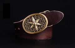 Handmade Genuine Leather Punk Rock Western Country Star of David Mens Cool Men Biker Trucker Leather Belt