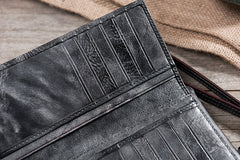 Handmade Leather Mens Biker Wallet Cool Leather Wallet Long Wrist Wallets for Men