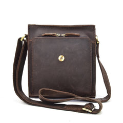 Genuine Leather Mens Messenger Bag Vertical iPad Shoulder Bag For Men