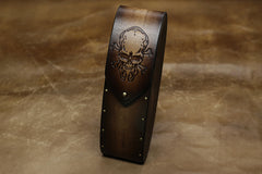 Handmade Mens Womens Tooled SKull Wooden Leather Glasses Case Glasses Box Glasses Holder Eyeglass Case