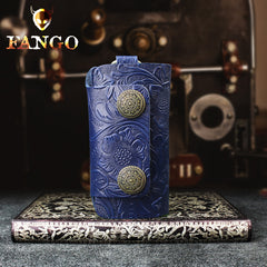 Handmade Leather Floral Mens Cool Car Key Wallet Coin Wallet Pouch Car KeyChain for Men