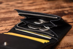Handmade Mens Cool billfold Leather Wallet Men Small Slim Wallets Bifold for Men