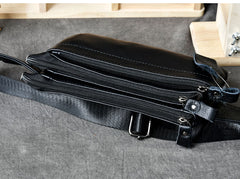 Black Leather Fanny Pack Mens Waist Bag Hip Pack Belt Bag for Men - iwalletsmen