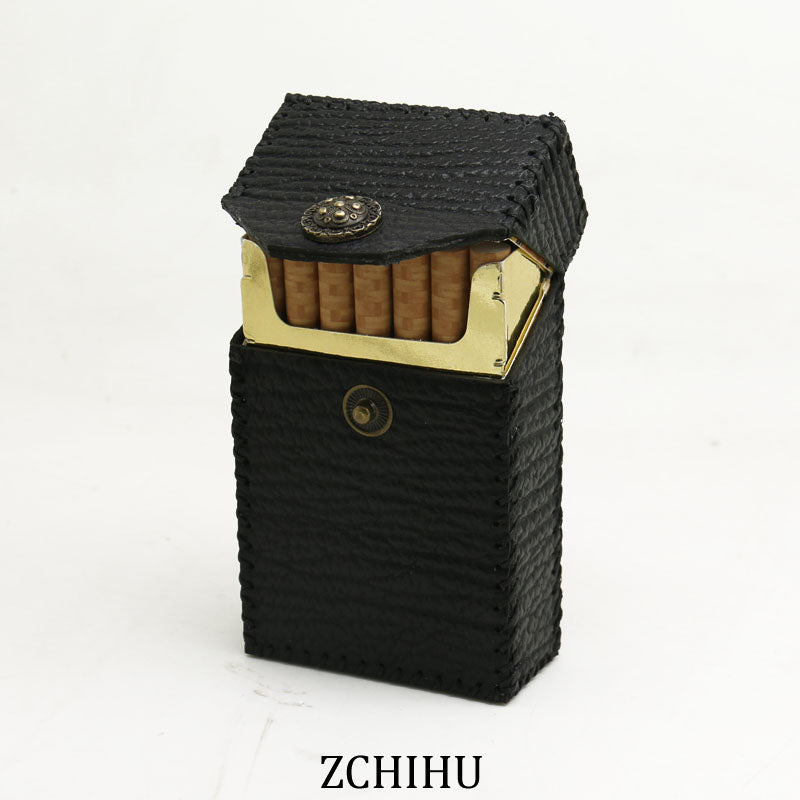 Cool Handmade Sharkskin Mens Black Cigarette Holder Case for Men - iwalletsmen