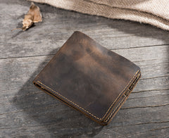 Handmade Leather Mens Cool Slim Leather Wallet Men Small Wallets Bifold for Men