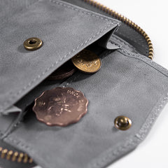 Handmade Leather Mens Cool Slim Leather Zipper Wallet Men Small Wallets Bifold for Men