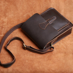 Handmade Leather Mens Cool Messenger Bag Square Bag Chest Bag Bike Bag Cycling Bag for men