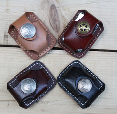 Cool Mens Leather Zippo Lighter Pouches with Loop Biker Zippo lighter case with Clip - iwalletsmen