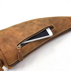Cool Leather Sling Bag for Men Vintage Chest Bag Crossbody Sling Bags For Men - iwalletsmen