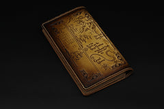 Handmade Leather Tooled Hobbit Mens Long Wallet Cool Leather Wallet Clutch Wallet for Men
