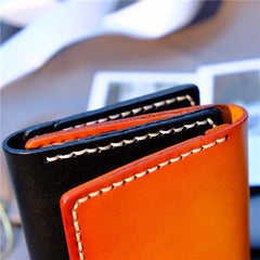 Handmade Leather Mens Cool Slim Front Pocket Card Wallet Leather Wallet Men Small Wallets  for Men