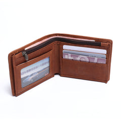 Genuine Leather Mens Cool Slim Leather Wallet Men Small Wallets Bifold for Men