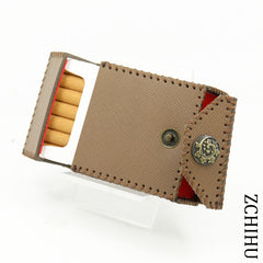 Handmade Cool Leather Mens Khaki Cigarette Holder Case Cigarette Holder for Men - iwalletsmen