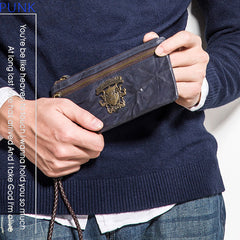 Handmade Leather Mens Chain Biker Wallet Cool Leather Wallet Wrist Wallets for Men - iwalletsmen
