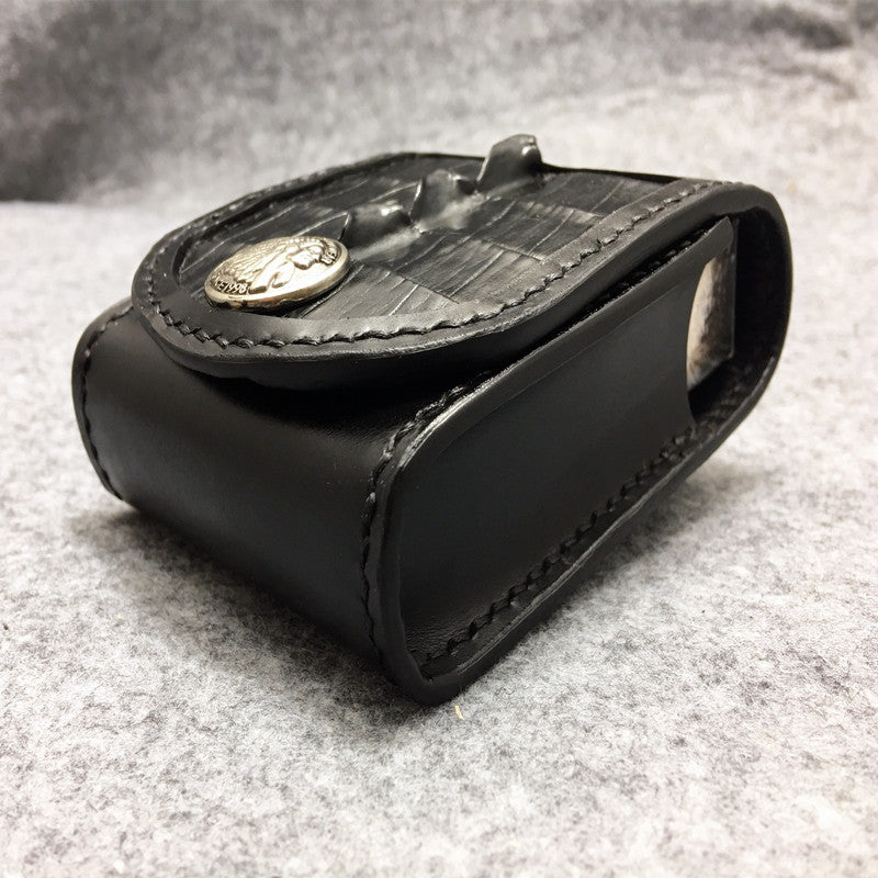 Cool Indian Black Leather Mens Cigarette Case Cigarette Holder Belt Pouch with Belt Loop for Men - iwalletsmen