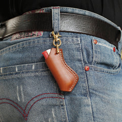 Cool Mens Leather disposable Lighter Case with Loop lighter Holder with clips - iwalletsmen