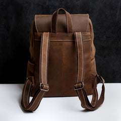 Genuine Leather Mens Cool Backpack Sling Bag Large Black Travel Bag Hiking Bag for men