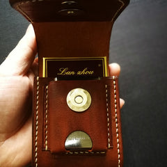 Brown Leather Mens Cigarette Case Cigarette Holder Zippo Light Case with Belt Loop for Men - iwalletsmen