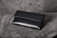 Handmade Leather Mens Cool Long Leather Wallet Trifold Clutch Wallet for Men