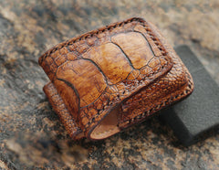 Cool Mens Brown Leather Zippo Lighter Cases with Loop Zippo lighter Holders with clips - iwalletsmen