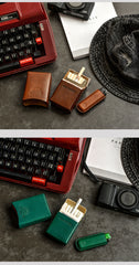 Handmade Black Leather Mens 20pcs Cigarette Case Cool Custom Cigarette Case for Men - iwalletsmen
