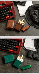 Handmade Brown Leather Mens 20pcs Cigarette Case Cool Custom Cigarette Case for Men - iwalletsmen