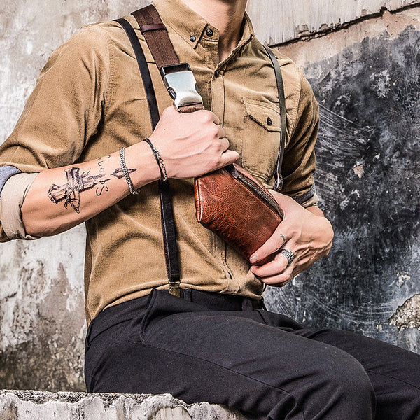 Handmade Leather Fanny Pack Mens Waist Bag Hip Pack Belt Bag Bumbag for Men - iwalletsmen