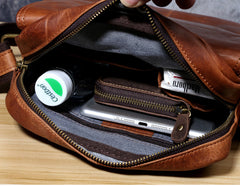 Genuine Leather Mens Cool Messenger Bag Small Bag Chest Bag Bike Bag Cycling Bag for men