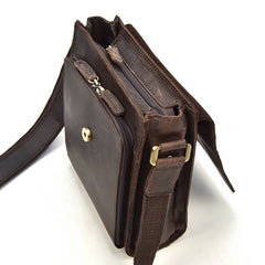 Genuine Leather Mens Messenger Bag Vertical iPad Shoulder Bag For Men