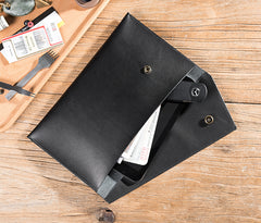 Handmade Leather Mens Clutch Cool Slim Wallet Envelope Clutch Wallet for Men