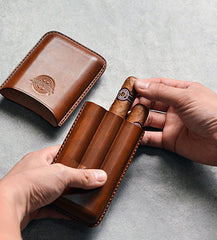 Cool Green Leather Mens 3pcs Cigar Case Cool Custom Leather Cigar Case for Men - iwalletsmen