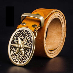 Handmade Genuine Leather Punk Rock Western Country Star of David Mens Cool Men Biker Trucker Leather Belt