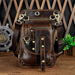 LEATHER MEN FANNY PACK SMALL WAIST BAG HIP PACK BELT BAG BUMBAG FOR MEN - iwalletsmen