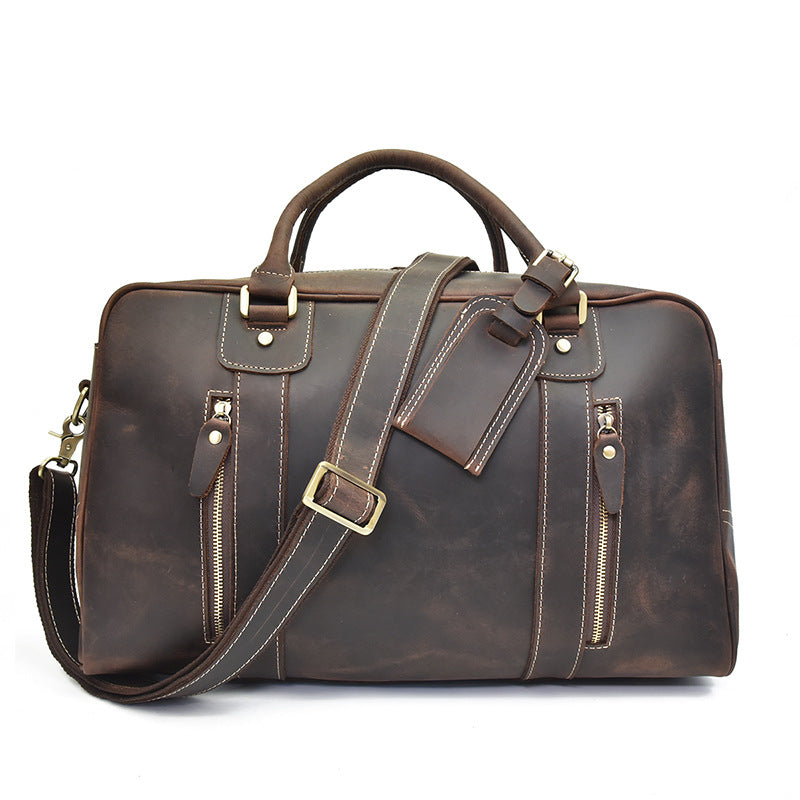 Genuine Leather Mens Cool Weekender Bag Travel Bag Duffle Bags Overnight Bag Holdall Bag for men