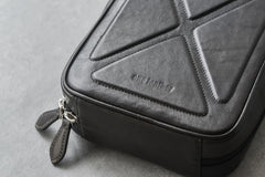 Cool Leather Black Mens Leather 4pcs Tobacco Pipe Case Zipper Tobacco Pipe Case for Men - iwalletsmen