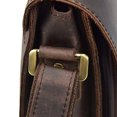 Genuine Leather Mens Messenger Bag Vertical iPad Shoulder Bag For Men